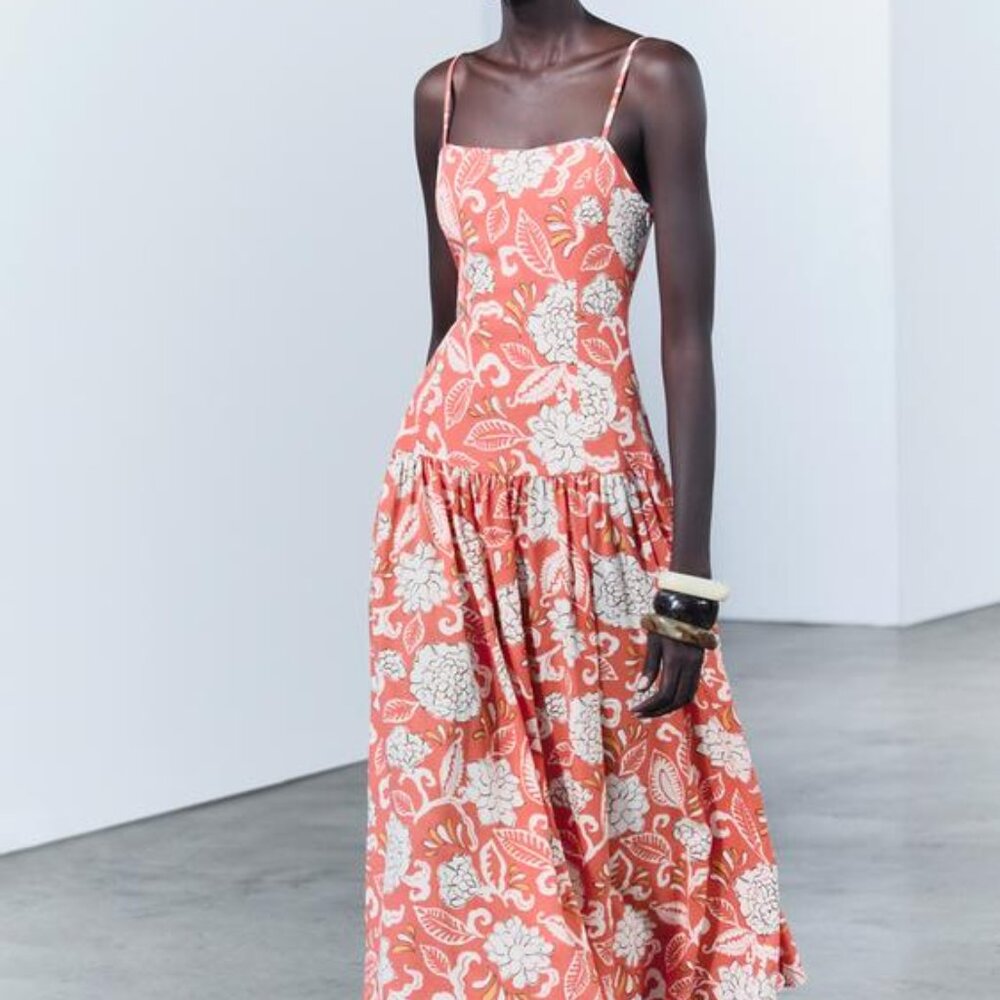 NWT ZARA PRINTED STRAPPY DRESS ZW COLLECTION M, S, L